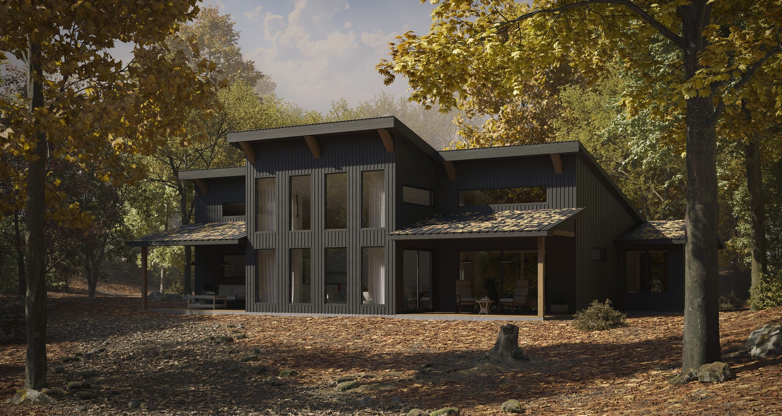 Woods Island prefab home plan rendering