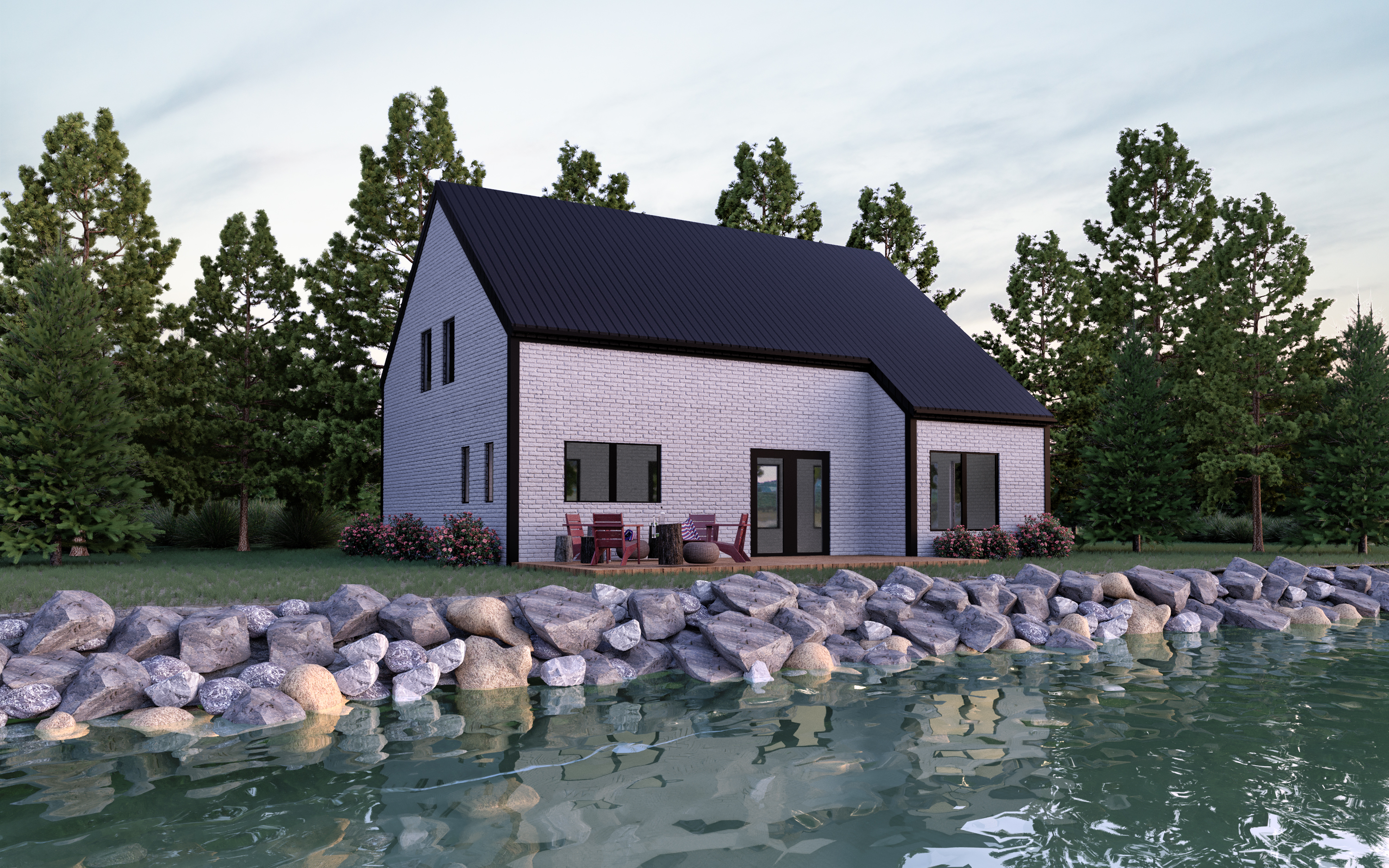 Grand Lake Cape prefab home plan rendering