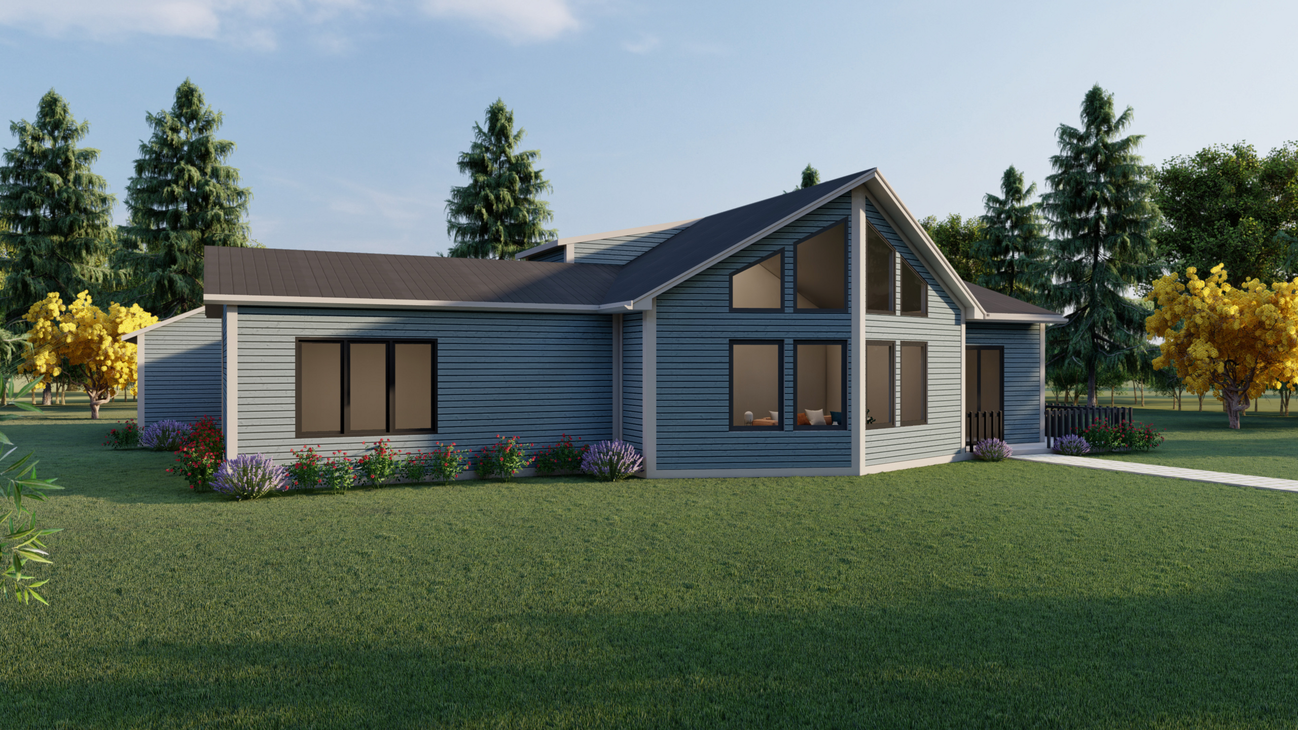 Salmon River prefab home plan rendering